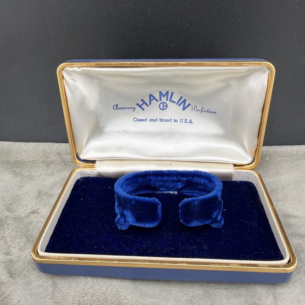 Vintage Hamlin Watch Box Blue Velvet